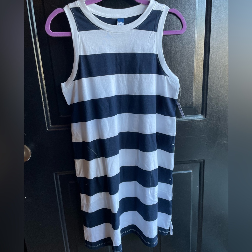 Old Navy Blue and White Striped Tank Top Dress‎ with Pockets (NWT) - Medium